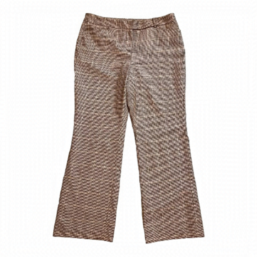 Talbots Signature Flare Wool Window Pane Plaid Wide Leg Trousers